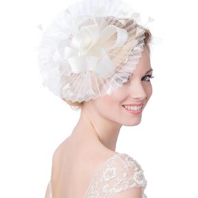 Kidukso Women's Fascinators Hats Tea Party Fascinator Hat Cocktail Party Derby Hats Headband Bridal Feather Mesh Headband