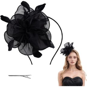 Heliltd 1pcs شاي حفلة شاي قبعة للنساء Flower Feather Fascinators للنساء