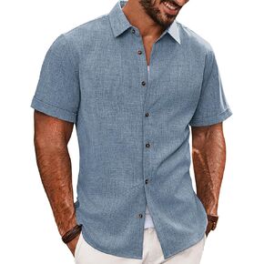 PJ PAUL JONES Mens Casual Shirts Short Sleeve Button Down Shirt Lightweight Summer Shirts