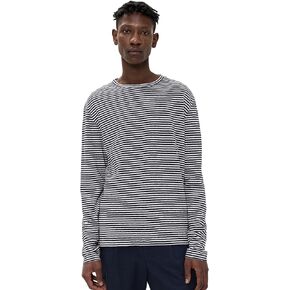 Officine Generale Men's Long Sleeve Tee Mini Stripe Cotton Linen