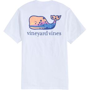 vineyard vines Men's Palm Tree Silhouette Scenic Whale Fill Short-Sleeve Pocket Tee