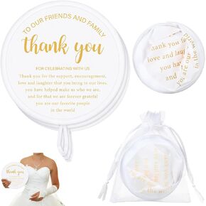 200 Pcs Wedding Fans for Guests and Organza Storage Bag Set Sublimation Round Foldable Hand Fans Thank You Celebrating with Us Decorative for Wedding Return Favors Bridal Shower Party