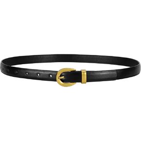 WERFORU Women Leather Belt for Jeans Pants Thin Belts for Women Fashion Waist Belt with Gold Buckle