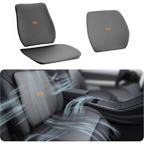 Seat Cushion Back Support Lumbar Pillow for Tesla Model Y 3 S X Hollow-Out Breathable Mesh Seat Pad and Back Strong Support Hip Lumbar Pain Relief for Driving Car Office Home Chair Use, White