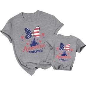 SUPEY Mommy and Me Matching Shirts Americian Flag Shirt 4th of July Baby Girl Outfit USA Short Sleeve Shirts