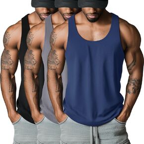 Riyiper 3 Pack Men's Big and Tall U Tluck Tops M-5XL Alcyless Compression Tees Beach Disual Summer Muscle Gym Syrts