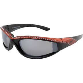 الرؤية العالمية Marilyn-11 دراجة شمسية للدراجات النارية لمعان Black and Orange Bling Rhinestone Frames Flass