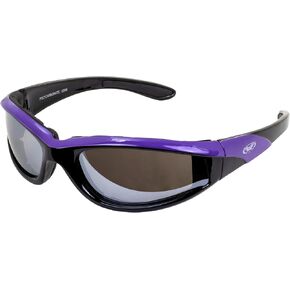 الرؤية العالمية Hawkeye مسببة للنظارات الشمسية للدراجات النارية للنساء إطار أسود أرجواني مقاوم للخدش مع عدسة مرآة فلاش