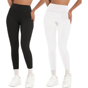 2 Pack High Waisted Leggings for Women-Soft Athletic Tummy Control Pants for Running Yoga Workout
