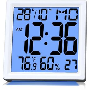 Digital Small Alarm Clock for Bedside, Big Numbers Display with Backlight, Alarm, Temperature and Humidity, 12/24H, Snooze,℃/℉ Switching