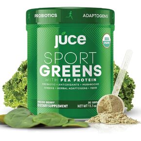 TERRA KAI ORGANICS SG7 Sports Greens Organic Green Juice Powder | Powdered Superfood Protein | Antioxidants & Mushrooms | Probiotics for Gut Health | Mixed Berry Flavor | 30 Servings