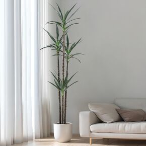 Artificial Tree 7ft Faux Agave Plant with 60 Leaves and 4 Realistic Trunks,Fake Floor Potted Artificial Tall Plants for Home Office Garden Decor Indoor or Outdoor (7Feet,1Pack)