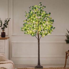 Lightshare 6ft مضاءة الأوكالبتوس شجرة 270L أبيض دافئ LED خضراء اصطناعية مع أضواء لحفل الزفاف منزل ديكور الحفلة الداخلية في الهواء الطلق