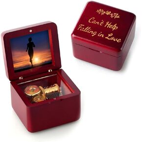 Natural Solid Wood Mini Photo Frame Clockwork Music Box Mother's Day Children's Day Valentine's Day Christmas Birthday Gift (Melody: You are My Sunshine-Type6)