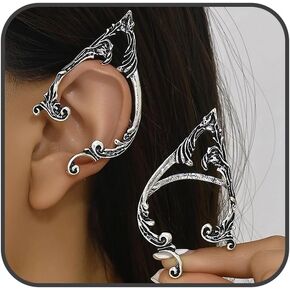 Elf Leaf Ear Cuff Piercing Vintage Spray Cartilage Fairy Ears Climber Wrap Stud Earrings Halloween Costume Cosplay