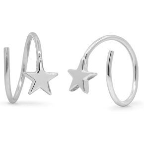 Boma Jewelry Sterling Silver Star Wrap سحب عبر الأقراط