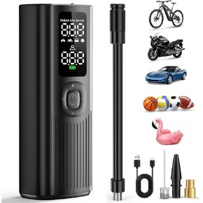 Tire Inflator Portable Air Compressor, 150PSI and Large Capacity Battery 3X Faster Inflation Cordless Car Tire Inflator Electric Auto Off Tire Pump with Digital Values Display for Car Motorcycle Ball