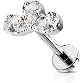 COCHARM G23 Titanium Flat Back Helix Cartilage Conch Stud Earring for Women 16g Flower Helix Cartilage Piercing Jewelry Top Screw Conch Earlobe Stud Jewelry
