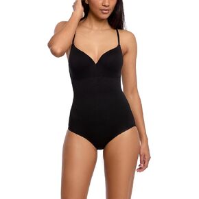Skinnygirl Women's Seamless Shaping Tummy Control Bodysuit with Built-In Bra