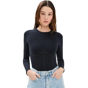 Women's Long Sleeve T-Shirt Thong Bodysuit