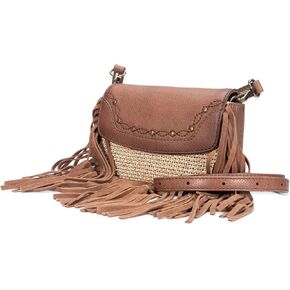 Frye Ava Raffia Converible Belt Bag, Cognac