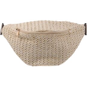 Straw Crossbody Sling Bag for Women Straw Fanny Packs Straw Chest Belt Bum Bag Sling Purse Shoulder Bags, White, One Size