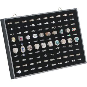 100 Slots Rings Holder Organizer Wall Mount, Jewelry Display Tray for Vendors, Rings Earrings Cufflinks Storage Dish for Selling. (1, Black)