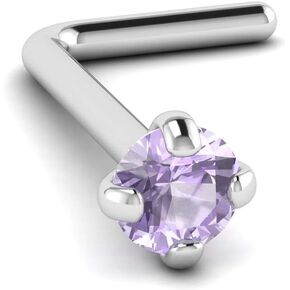 L-Shape Nose Stud Piercing | 20 Gauge 0.8mm Surgical Steel Bone Studs/Ring | 3mm gem