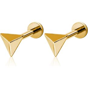 2pcs 16g الذهب/الفضة G23 Titanium مثلث ملولب داخليًا/نجمة أعلى شفة شفة Labret Monroe Tragus Cratilage حلقة ثقب المجوهرات 6mm-12mm