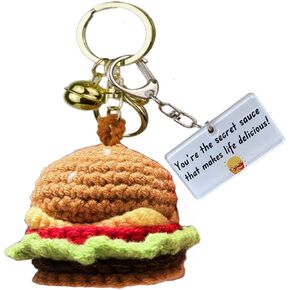 مجموعة مفاتيح Cheeseburger الإيجابية - هدية الدعم العاطفي المصنوع يدويًا للأصدقاء والعائلة والنساء والرجال وعيد الميلاد والعطلة والتشجيع ، وسلسلة مفتاح الهامبرغر التحفيزية اللطيفة للبهجة