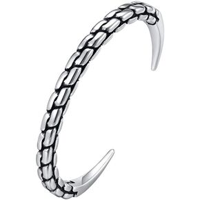 Braided Cuff Bracelet - Men Retro Stainless Steel Dragon Scale Sharp Claw Cuff Bangle - Gothic Punk Jewelry Gift