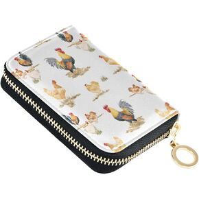Vintage Magic Forest Moon Mushroom RFID Credit Card Holder Leather With Zipper Card Case Wallet for Women Girls
