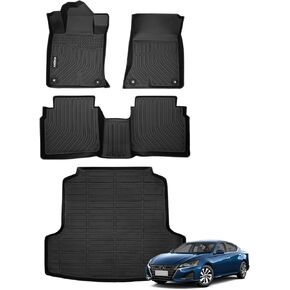 GINOWY-Floor Mats with Cargo Liner for Nissan Altima 2019-2025, TPE Altima All Weather Car Floor Mat, Rubber Mats for Nissan Altima Accessories