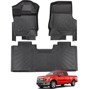 Floor Mats for Ford F150 SuperCab: 2015-2025 (Not for Super Crew Cab) All Weather TPE Car Accessories for Ford F150 Automotive Floor Mats 2015 2016 2017 2018 2019 2020 2021 2022 2023 2024 Black 3 Pcs