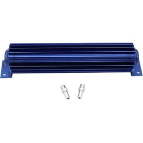 1 Set SHLPDFM Blue Aluminum Universal 12" Dual Pass Finned Transmission Oil Cooler with two 1/4" NPT fittings Compatible with C4 C6 700R4 4L60E 727