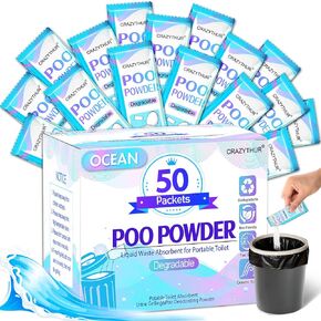 Portable Poo Poo Gel, 70 Packets Camp Toilet Portable Gel, Portable Toilet Camp Gel with Lemon Scent, Camp Toilets with Gel, Eco Gel for Portable Toilet for Outdoor Hiking and Camping