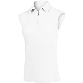 Women's Sleeveless Golf Polo Shirts UPF 50+ 1/4 Zip Tennis Tank Tops Quick Dry Outdoor Athletic Shirt