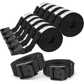 Lashing Strap, 1 Inch x 6FT Cinch Straps with Adjustable Buckles, 550lb Heavy Duty Secure Cam Strap Easy Pull Tight or Release Black Cargo Tie Down Straps for Kayak Motorcycle Luggage, 12 Pack