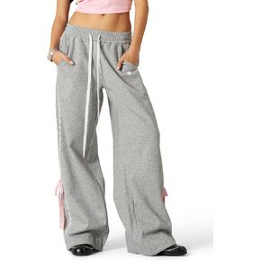 Aelfric Eden Lace Stripe Patcwork Plants Pants غير الرسمي للنساء بنطلون الساق المرنة مرنة