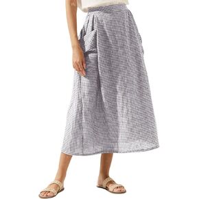 MISSACTIVER Plaid Skirts for Women Elastic Waist Midi Skirt with Pockets Vintage Flowy Gingham Long Skirt