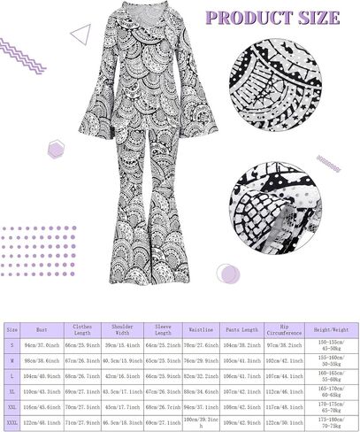 Jexine 7 Pcs 60s 70s Disco Outfits for Women Disco Party Costume Set Top Pants Sunglasses Ball Necklace Earring Wig Halloween in Saudi Arabia
