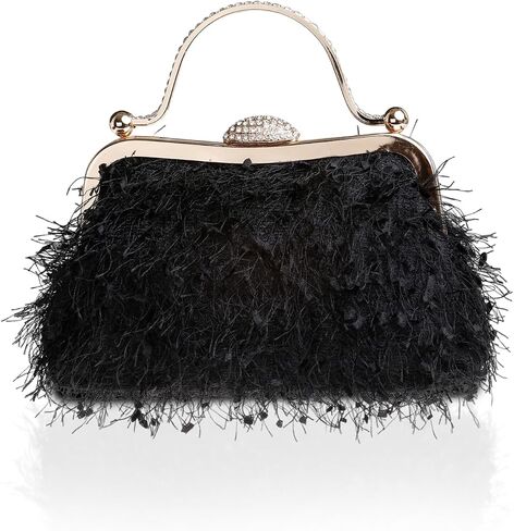 Tassel Women's Evening Handbag Cocktail Prom Formal Clutch Purse Feather Elegant Shoulder Bag for Wedding Banquet in Kuwait