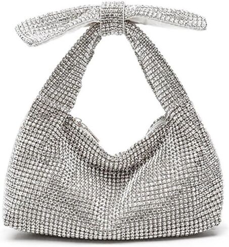 Rhinestone Bow Purse Sparkly Evening Bag Silver Clutch Purses for Women Glitter Evening Handbag for Wedding Party Prom in Kuwait