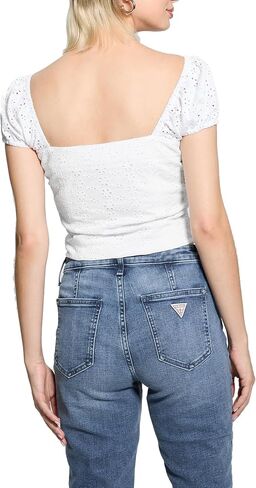 GUESS Women's Eco Short Sleeve Eliane Puffed Top in Saudi Arabia