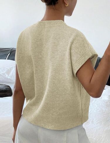 Womens Floral Sweater Vest Cute Cap Sleeve Tops 3D Flower Decor Knit Tank Top Loose Spring Fall Summer Clothes 2025 in Kuwait