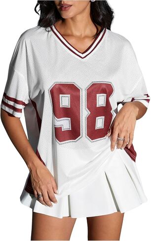 Verdusa Women's Jersey Shirts Y2k Tops Graphic Soccer Summer Oversized T Shirt Top in Saudi Arabia