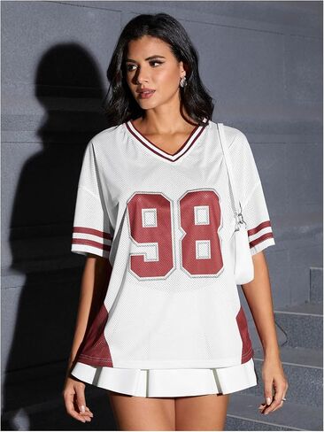 Verdusa Women's Jersey Shirts Y2k Tops Graphic Soccer Summer Oversized T Shirt Top in Saudi Arabia