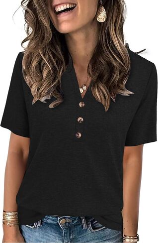 Womens Summer Tops Short Sleeve Shirts Business Casual Outfits Trendy Fashion Beach Vacation Clothes 2025 in Saudi Arabia