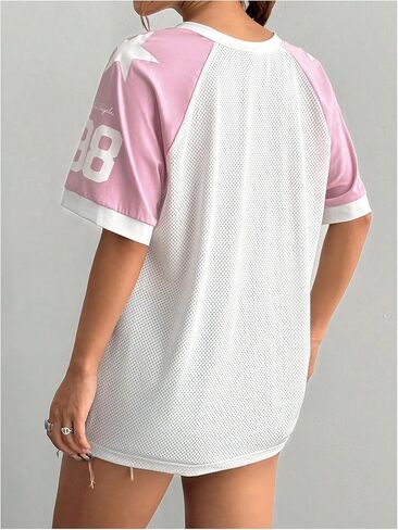 Verdusa Women's Jersey Shirts Y2k Tops Graphic Soccer Summer Oversized T Shirt Top in Saudi Arabia