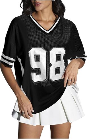 Verdusa Women's Jersey Shirts Y2k Tops Graphic Soccer Summer Oversized T Shirt Top in Kuwait